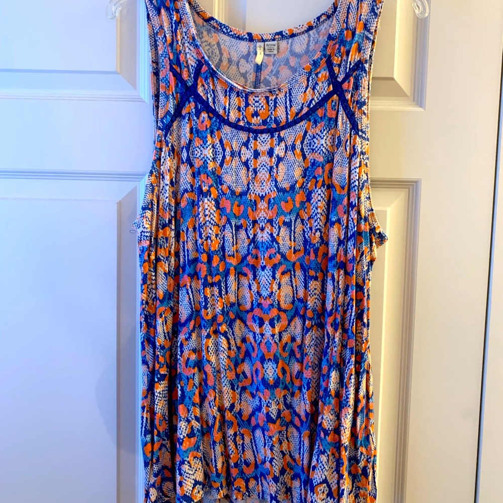 CATO orange and blue sleeveless blouse